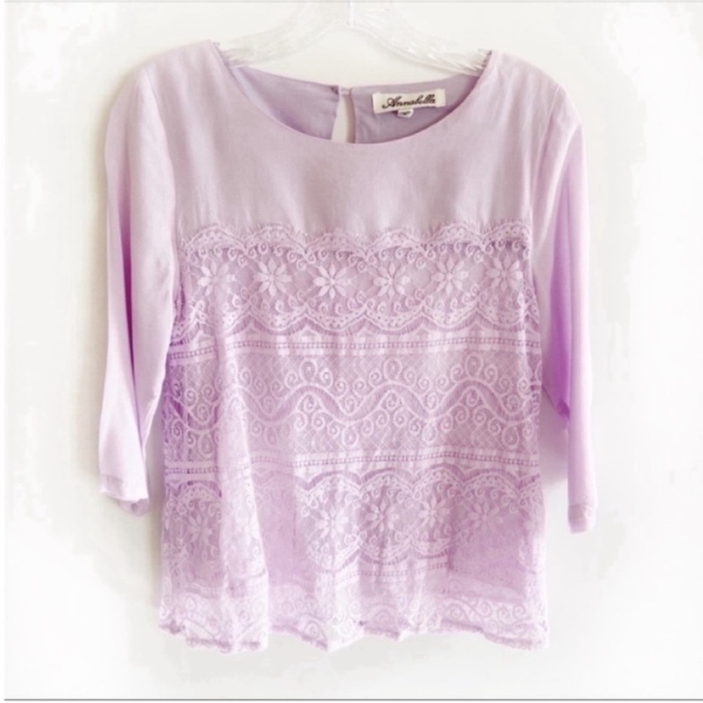 Annabella boutique shirt purple lavender lace